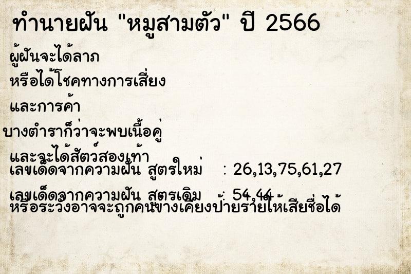 ทำนายฝัน หมูสามตัว ทำนายฝัน หมูสามตัว
