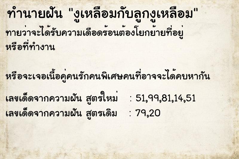 ทำนายฝันงูเหลือมกับลูกงูเหลือม ทำนายฝันทำนายฝันงูเหลือมกับลูกงูเหลือม