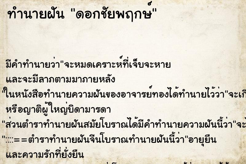 ทำนายฝันดอกชัยพฤกษ์ ทำนายฝันทำนายฝันดอกชัยพฤกษ์