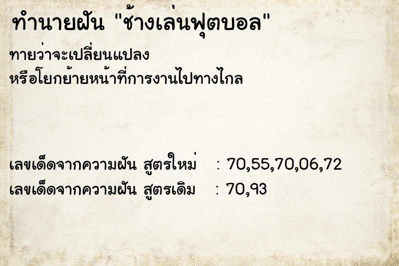 ทำนายฝันช้างเล่นฟุตบอล ทำนายฝันทำนายฝันช้างเล่นฟุตบอล