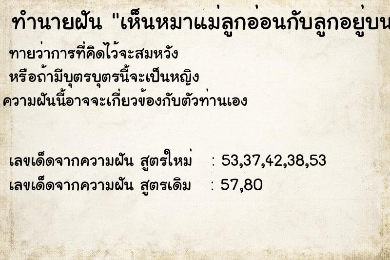 ทำนายฝันเห็นหมาแม่ลูกอ่อนกับลูกอยู่บนขอบ ทำนายฝันทำนายฝันเห็นหมาแม่ลูกอ่อนกับลูกอยู่บนขอบ