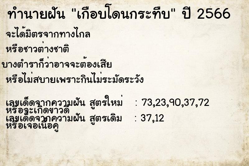 ทำนายฝัน เกือบโดนกระทืบ ทำนายฝัน เกือบโดนกระทืบ