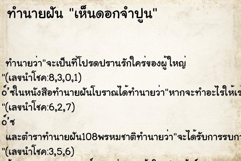 ทำนายฝันเห็นดอกจำปูน ทำนายฝันทำนายฝันเห็นดอกจำปูน