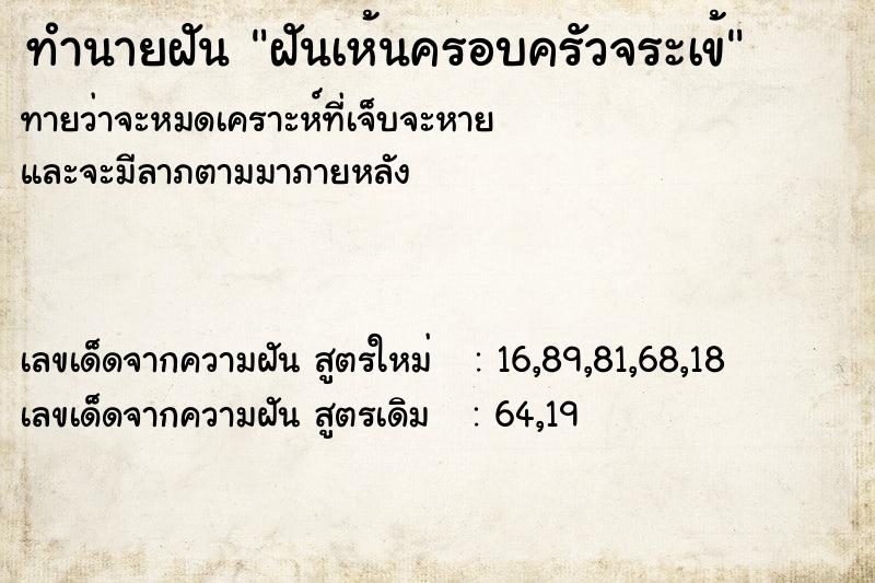 ทำนายฝันทำนายฝันฝันเห้นครอบครัวจระเข้