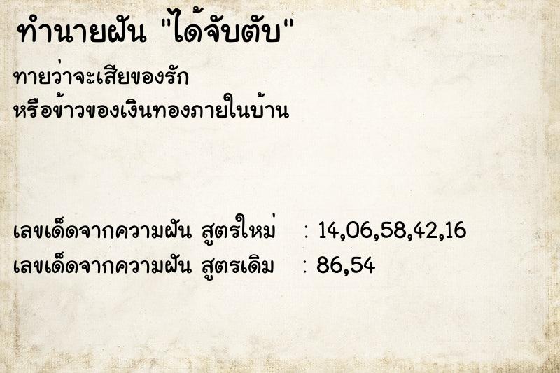 ทำนายฝันทำนายฝันได้จับตับ