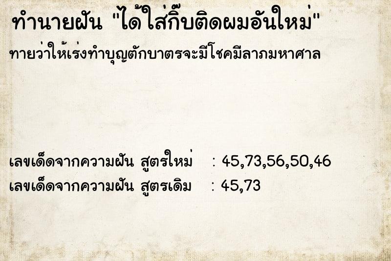 ทำนายฝันทำนายฝันได้ใส่กิ๊บติดผมอันใหม่