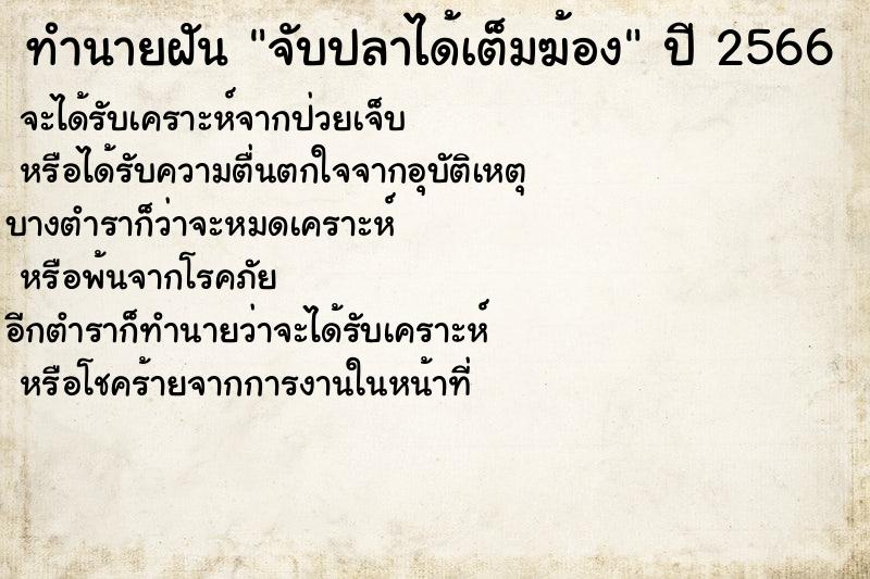ทำนายฝันทำนายฝันจับปลาได้เต็มฆ้อง