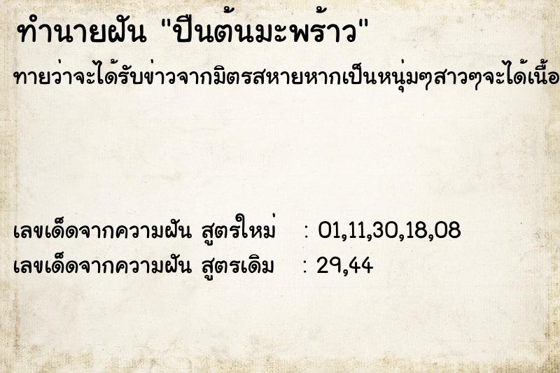 ทำนายฝันทำนายฝันปืนต้นมะพร้าว