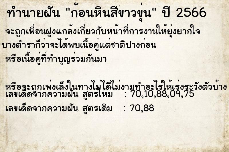 ทำนายฝัน ก้อนหินสีขาวขุ่น ทำนายฝัน ก้อนหินสีขาวขุ่น