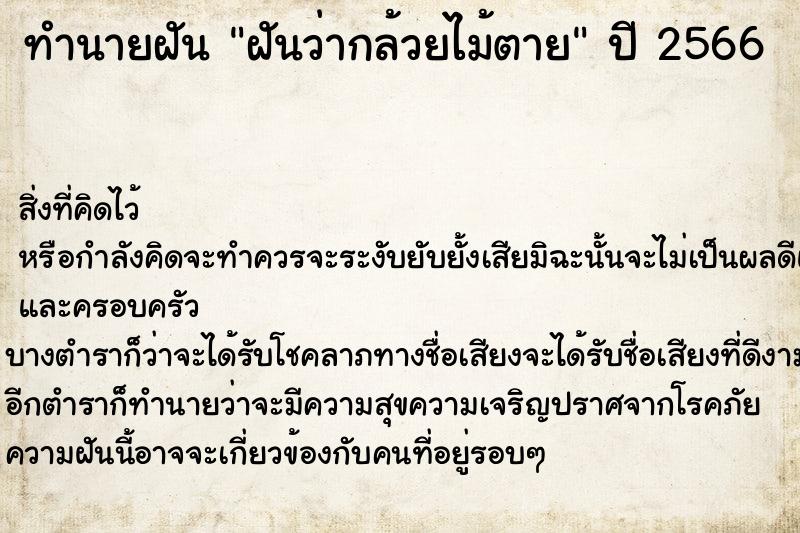 ทำนายฝันฝันว่ากล้วยไม้ตาย ทำนายฝันทำนายฝันฝันว่ากล้วยไม้ตาย