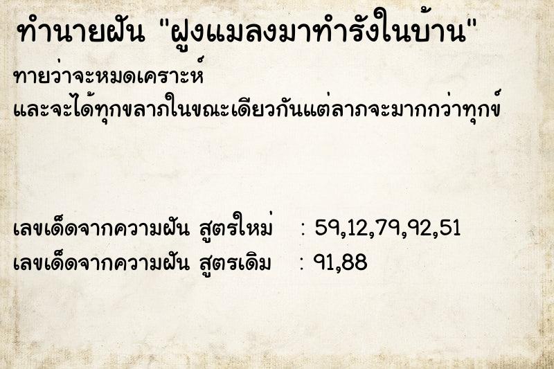 ทำนายฝัน ฝูงแมลงมาทำรังในบ้าน