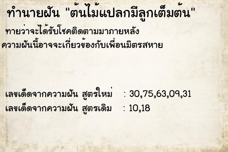 ทำนายฝันต้นไม้แปลกมีลูกเต็มต้น ทำนายฝันทำนายฝันต้นไม้แปลกมีลูกเต็มต้น