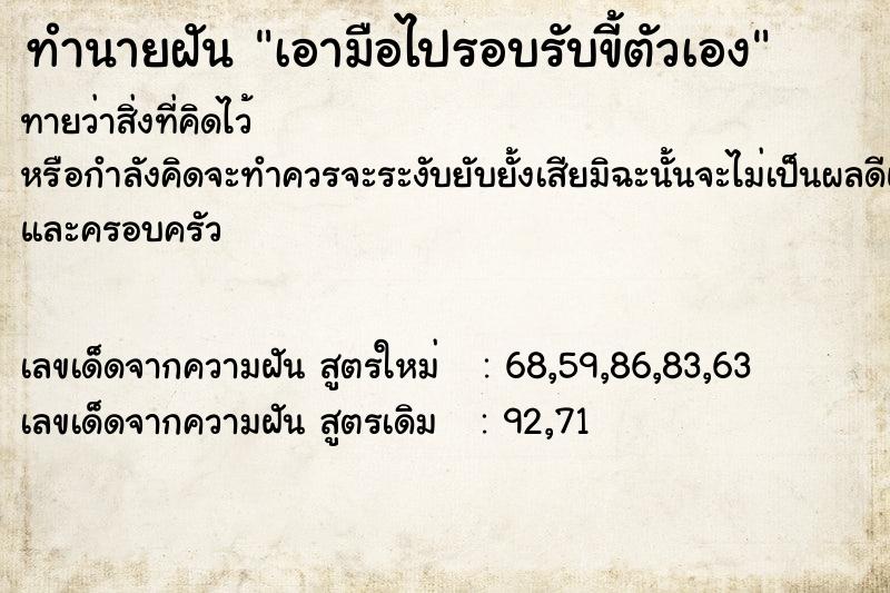 ทำนายฝันทำนายฝันเอามือไปรอบรับขี้ตัวเอง