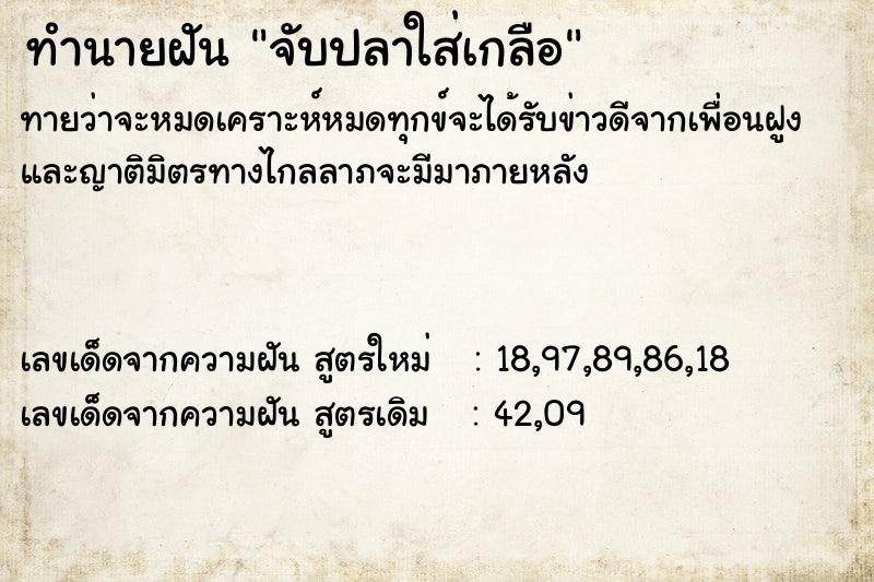 ทำนายฝันทำนายฝันจับปลาใส่เกลือ