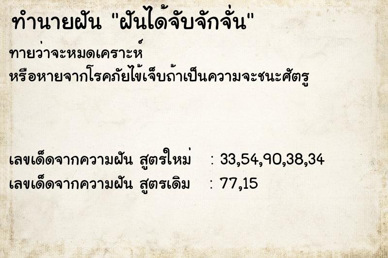 ทำนายฝัน ฝันได้จับจักจั่น