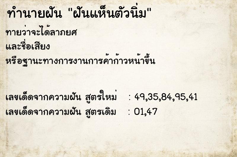 ทำนายฝันทำนายฝันฝันแห็นตัวนิ่ม