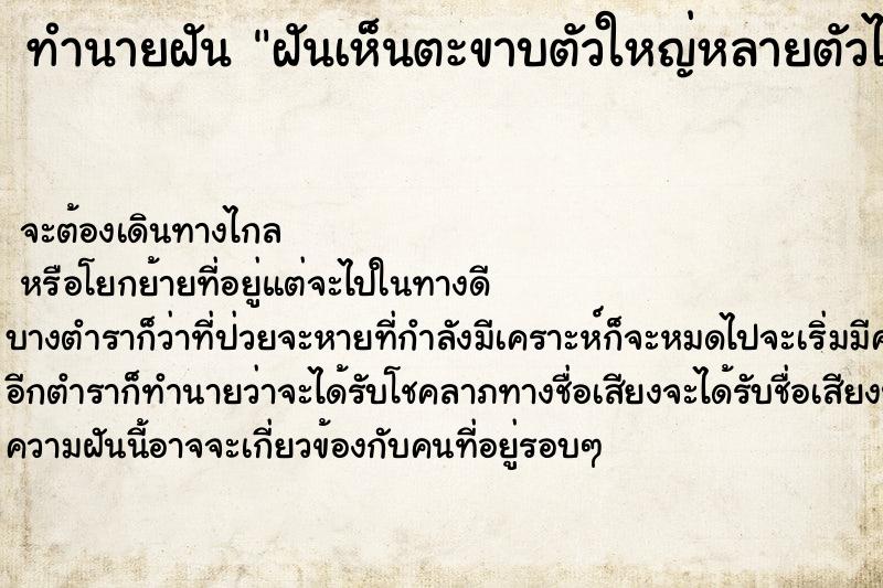 ทำนายฝันฝันเห็นตะขาบตัวใหญ่หลายตัวไล่กัด ทำนายฝันทำนายฝันฝันเห็นตะขาบตัวใหญ่หลายตัวไล่กัด