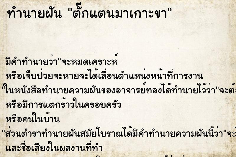 ทำนายฝัน ตั๊กแตนมาเกาะขา ตำราโบราณ แม่นที่สุดในโลก