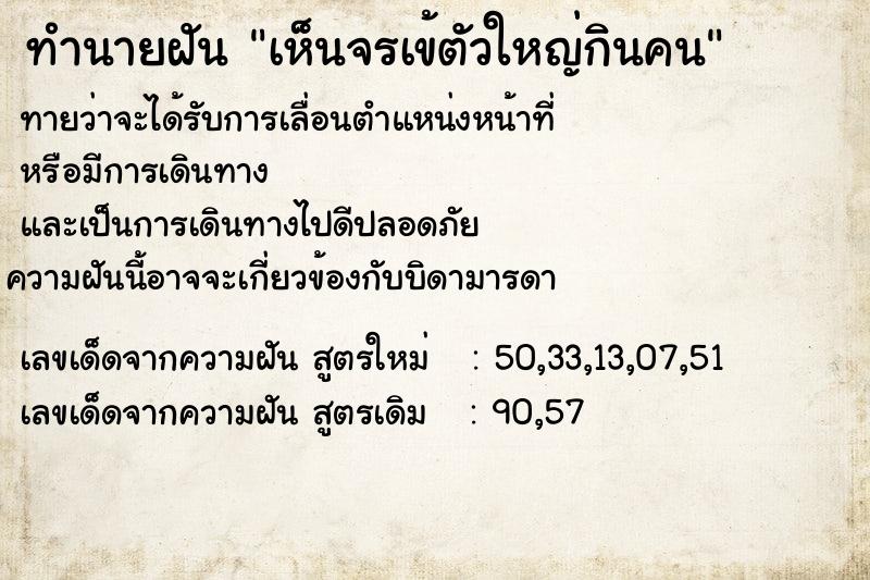 ทำนายฝันทำนายฝันเห็นจรเข้ตัวใหญ่กินคน