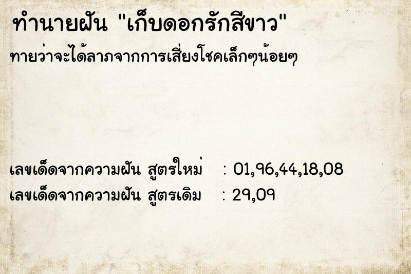ทำนายฝัน เก็บดอกรักสีขาว