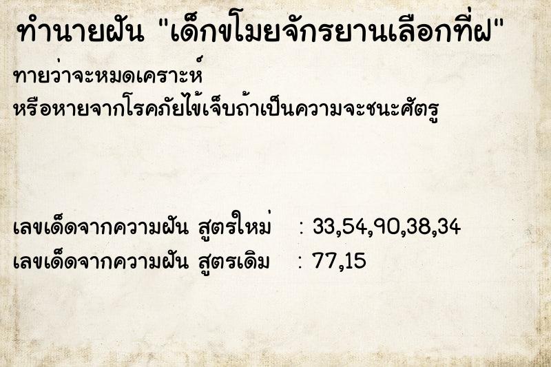 ทำนายฝันทำนายฝันเด็กขโมยจักรยานเลือกที่ฝ