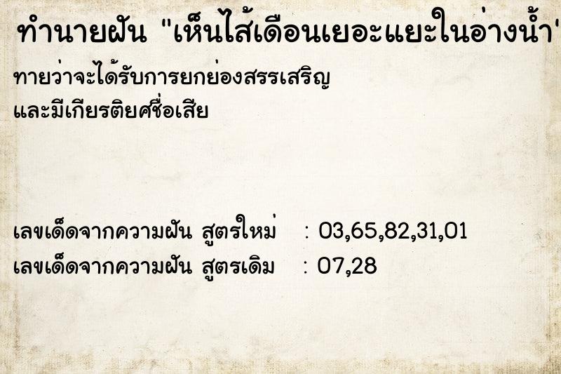 ทำนายฝัน เห็นไส้เดือนเยอะแยะในอ่างน้ำ ทำนายฝัน เห็นไส้เดือนเยอะแยะในอ่างน้ำ