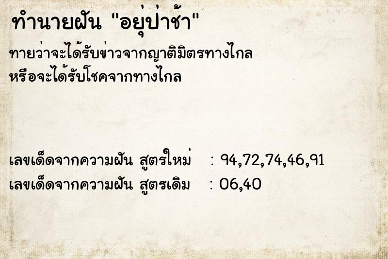 ทำนายฝันอยุ่ป่าช้า ทำนายฝันทำนายฝันอยุ่ป่าช้า