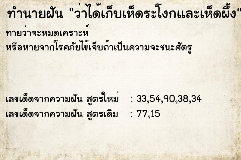 ทำนายฝันว่าได้เก็บเห็ดระโงกและเห็ดผึ้ง ทำนายฝันทำนายฝันว่าได้เก็บเห็ดระโงกและเห็ดผึ้ง