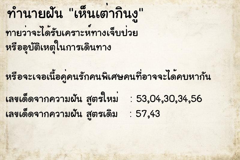 ทำนายฝัน เห็นเต่ากินงู ทำนายฝัน เห็นเต่ากินงู