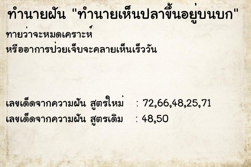 ทำนายฝัน ทำนายเห็นปลาขึ้นอยู่บนบก ทำนายฝัน ทำนายเห็นปลาขึ้นอยู่บนบก