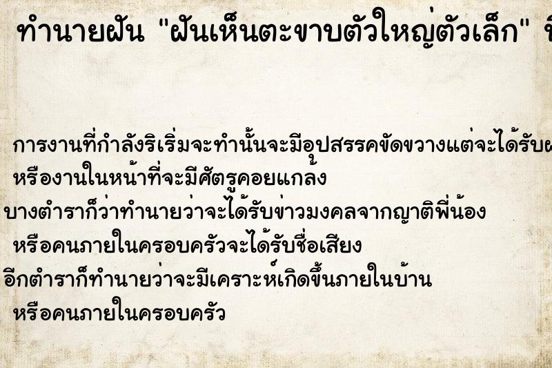 ทำนายฝันฝันเห็นตะขาบตัวใหญ่ตัวเล็ก ทำนายฝันทำนายฝันฝันเห็นตะขาบตัวใหญ่ตัวเล็ก