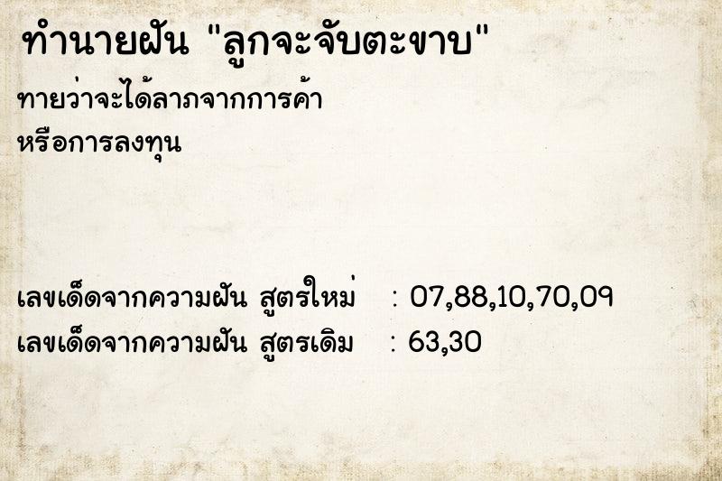 ทำนายฝันลูกจะจับตะขาบ ทำนายฝันทำนายฝันลูกจะจับตะขาบ