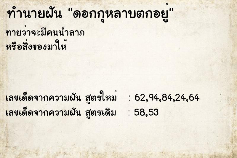 ทำนายฝัน ดอกกุหลาบตกอยู่ ทำนายฝัน ดอกกุหลาบตกอยู่