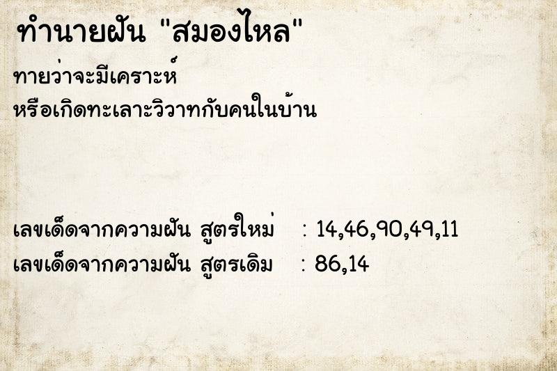 ทำนายฝันทำนายฝันสมองไหล