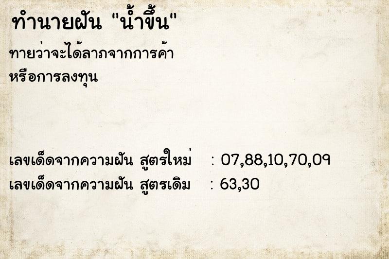 ทำนายฝันน้ำขึ้น ทำนายฝันทำนายฝันน้ำขึ้น