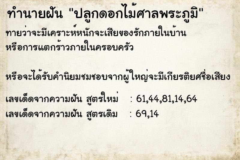 ทำนายฝันปลูกดอกไม้ศาลพระภูมิ ทำนายฝันทำนายฝันปลูกดอกไม้ศาลพระภูมิ