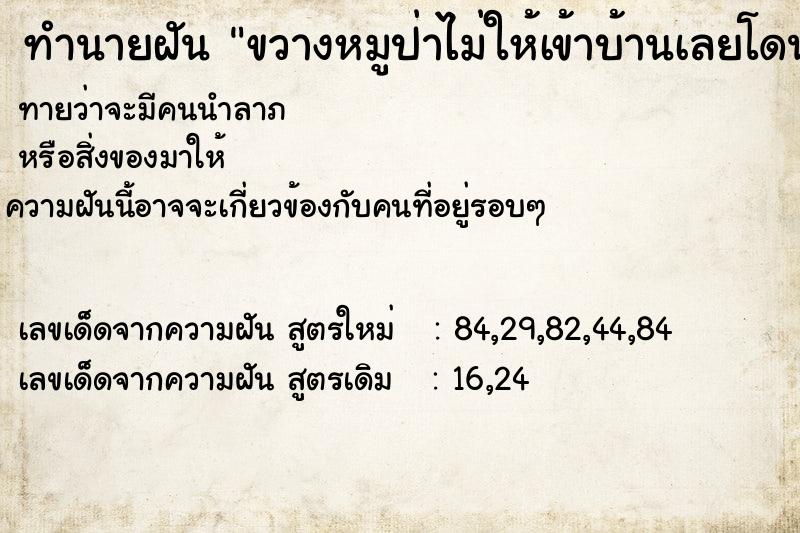 ทำนายฝันขวางหมูป่าไม่ให้เข้าบ้านเลยโดนกัด ทำนายฝันทำนายฝันขวางหมูป่าไม่ให้เข้าบ้านเลยโดนกัด
