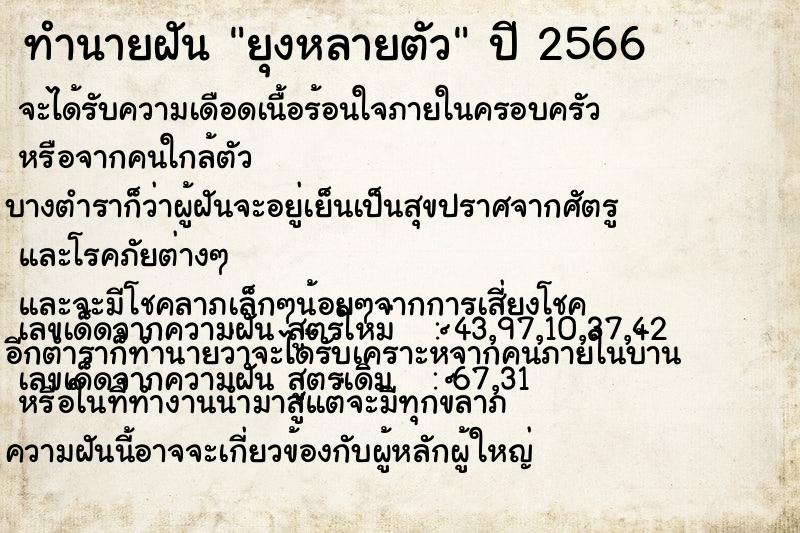 ทำนายฝันทำนายฝันยุงหลายตัว