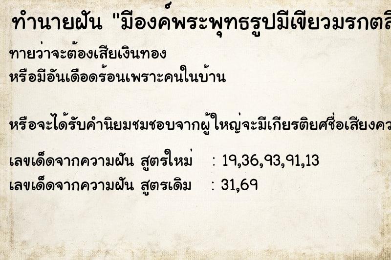 ทำนายฝันทำนายฝันมีองค์พระพุทธรูปมีเขียวมรกตสีทองอยู่ในบ้านเยอะมาก