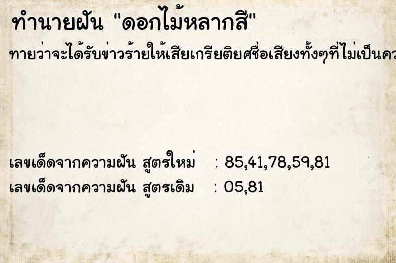 ทำนายฝันดอกไม้หลากสี ทำนายฝันทำนายฝันดอกไม้หลากสี