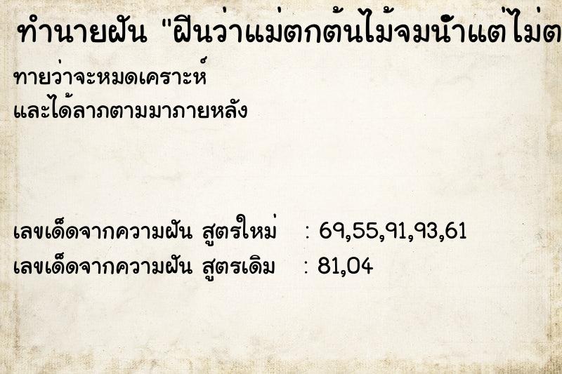 ทำนายฝัน ฝีนว่าแม่ตกต้นไม้จมนัำแต่ไม่ตาย ทำนายฝัน ฝีนว่าแม่ตกต้นไม้จมนัำแต่ไม่ตาย
