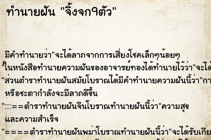 ทำนายฝันทำนายฝันจิ้งจก9ตัว