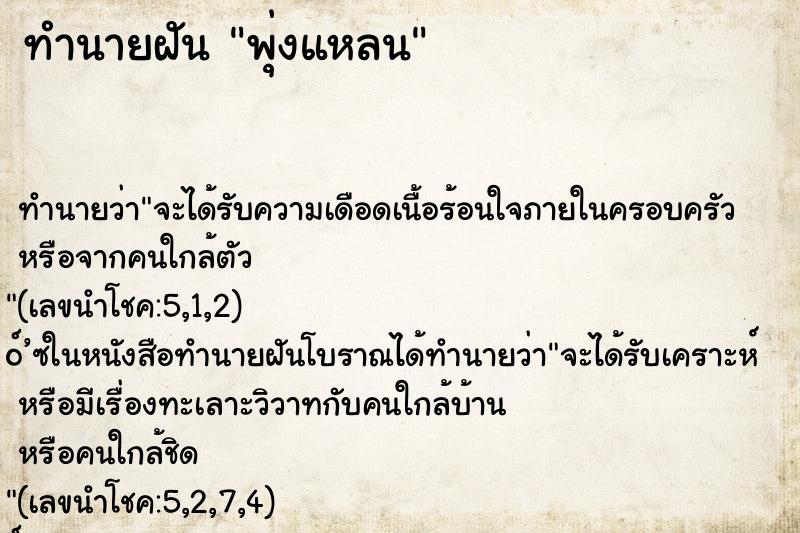 ทำนายฝัน พุ่งแหลน ตำราโบราณ แม่นที่สุดในโลก