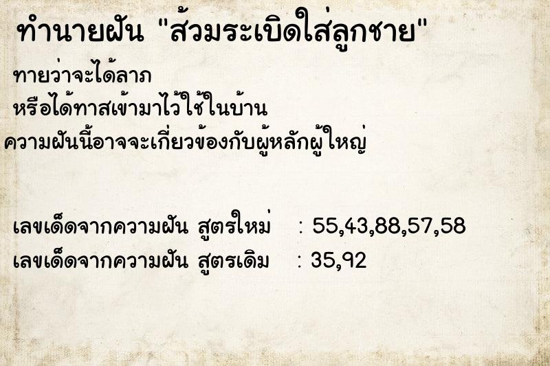 ทำนายฝัน ส้วมระเบิดใส่ลูกชาย ทำนายฝัน ส้วมระเบิดใส่ลูกชาย