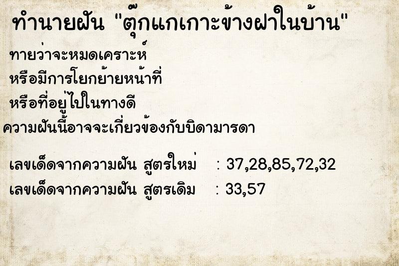 ทำนายฝันทำนายฝันตุ๊กแกเกาะข้างฝาในบ้าน