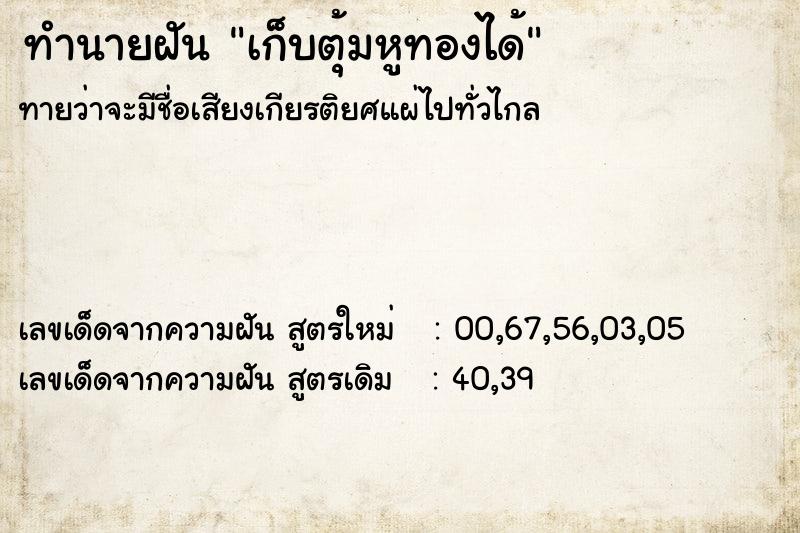ทำนายฝันทำนายฝันเก็บตุ้มหูทองได้