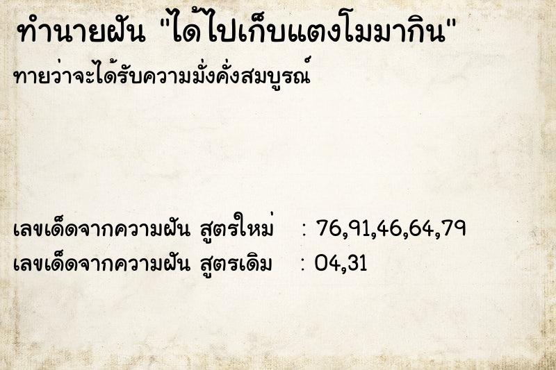 ทำนายฝันได้ไปเก็บแตงโมมากิน ทำนายฝันทำนายฝันได้ไปเก็บแตงโมมากิน