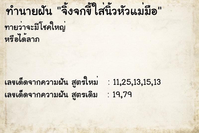 ทำนายฝันทำนายฝันจิ้งจกขี้ใส่นิ้วหัวแม่มือ