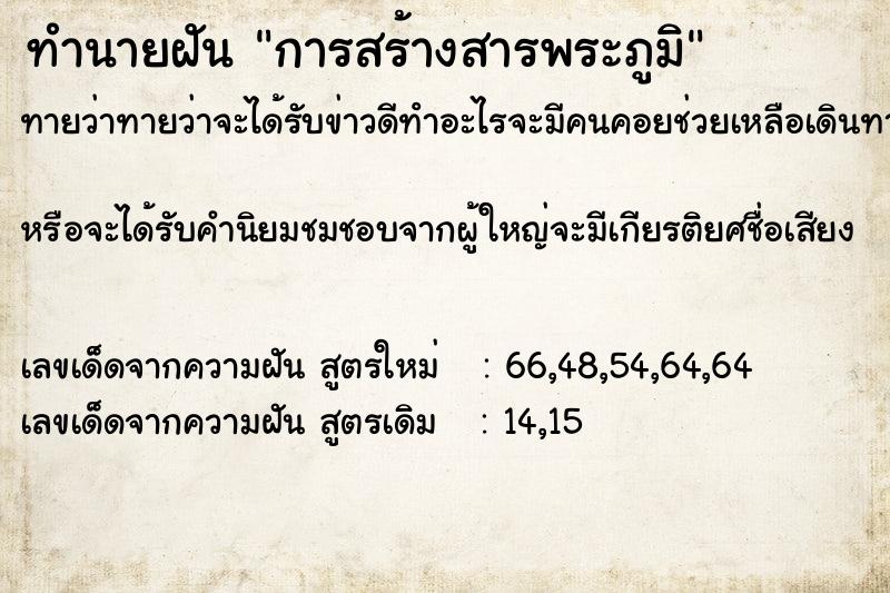 ทำนายฝันทำนายฝันการสร้างสารพระภูมิ