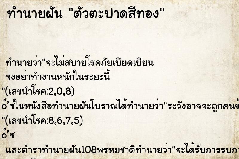 ทำนายฝันทำนายฝันตัวตะปาดสีทอง